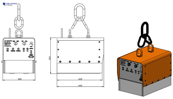 Small 2 Ton Magnetic Lifter , EPM Electro Lifting Magnets For Steel Plate